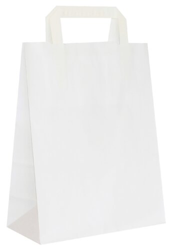 Witte papieren draagtassen met plat papieren handvat