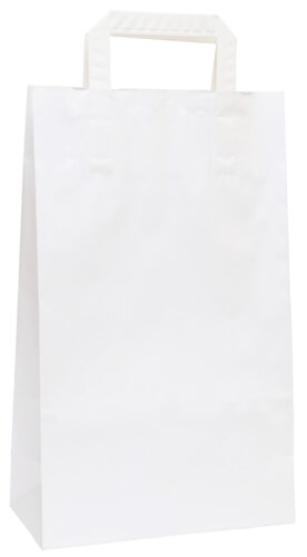 Witte papieren draagtassen met plat papieren handvat