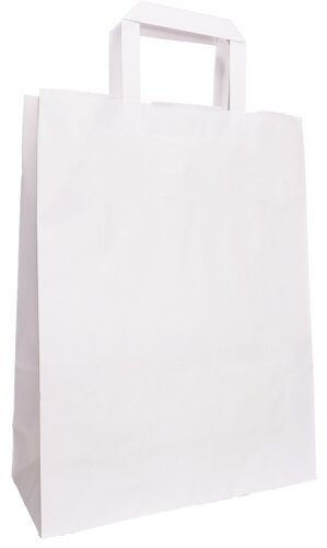 Witte papieren draagtassen met plat papieren handvat