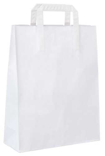 Witte papieren draagtassen met plat papieren handvat