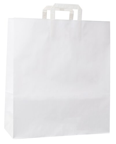 Witte papieren draagtassen met plat papieren handvat