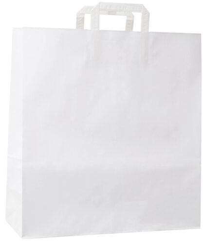 Witte papieren draagtassen met plat papieren handvat